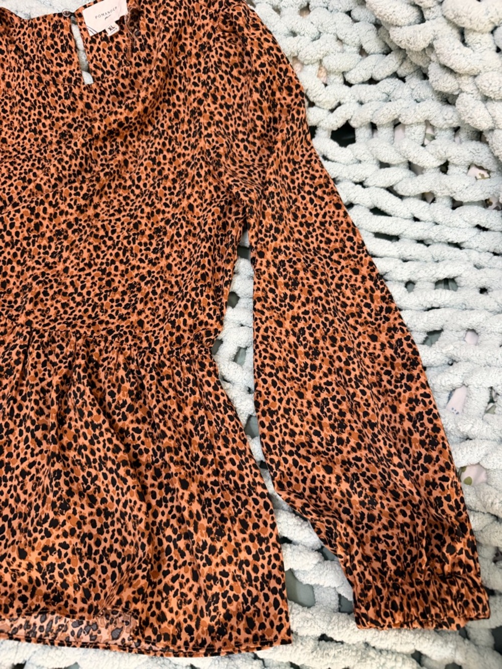 Pomander Place Leopard Print Peplum Top - Brown & Black Sz XL - Picture 9 of 17